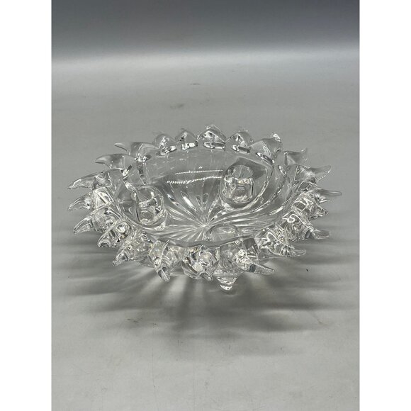 Crystal 3 candle holder sun burst spike shape footed crystal center top READ - Picture 3 of 8
